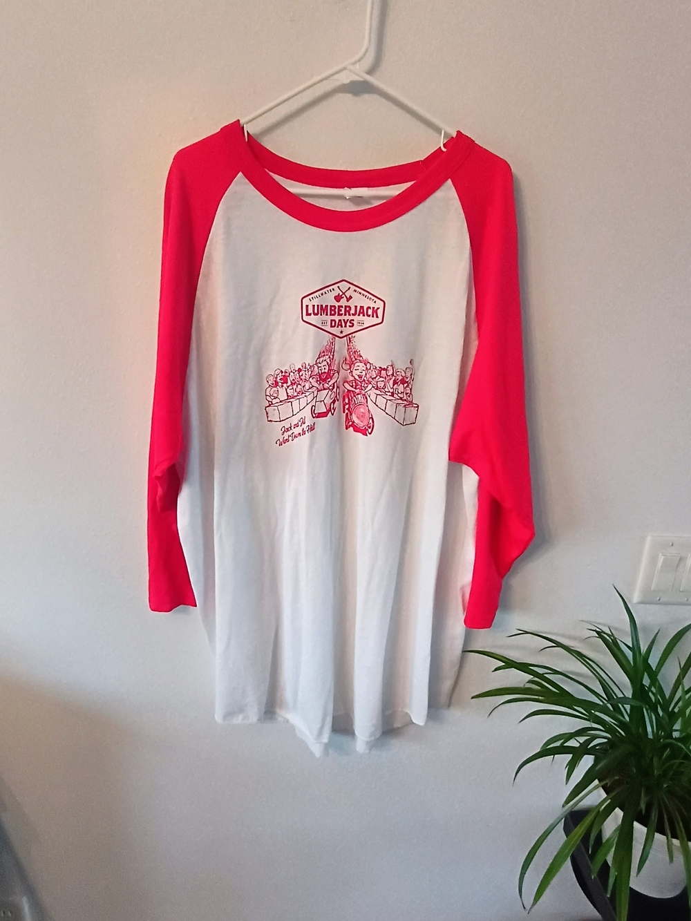 Stillwater MN Lumberjack Days Graphic Raglan T Shirt Augusta Sportswear 3XL Red